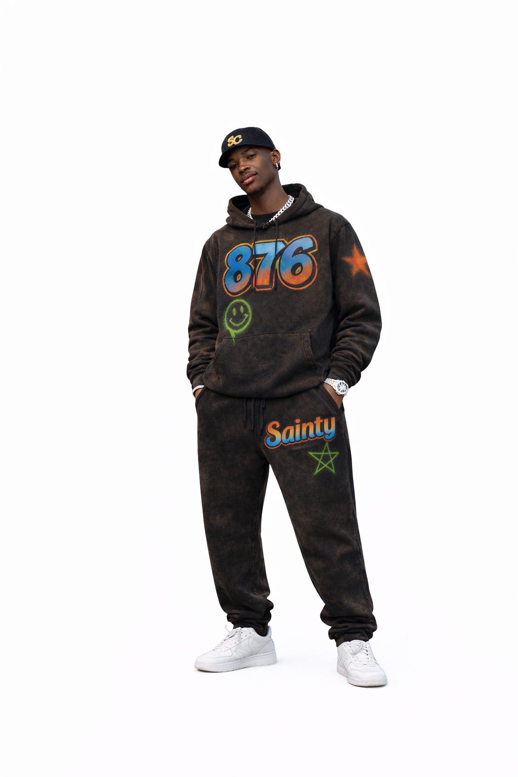 Sainty & Native 876 Acid-Wash Hoodie & Jogger Set
