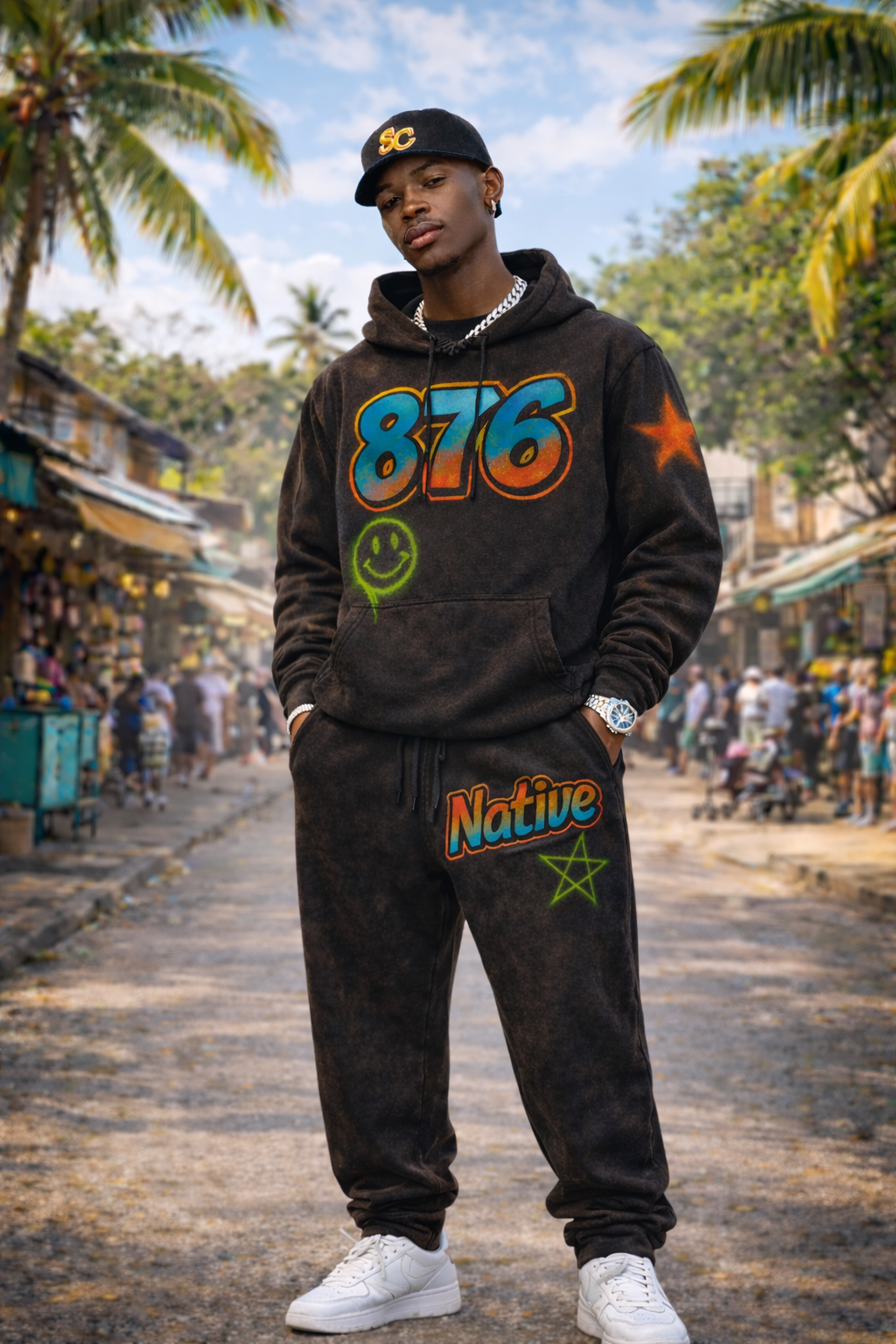 Sainty & Native 876 Acid-Wash Hoodie & Jogger Set
