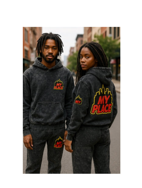 My Place acid wash flare pants hoodie suit