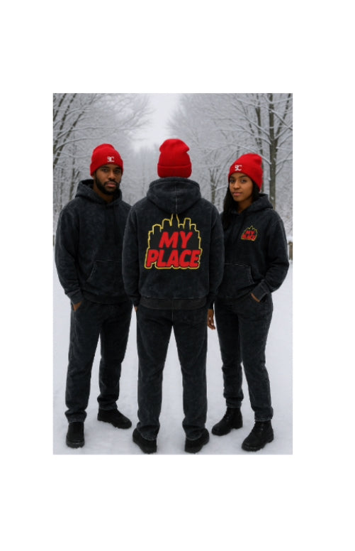 My Place acid wash flare pants hoodie suit