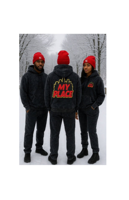 My Place acid wash flare pants hoodie suit