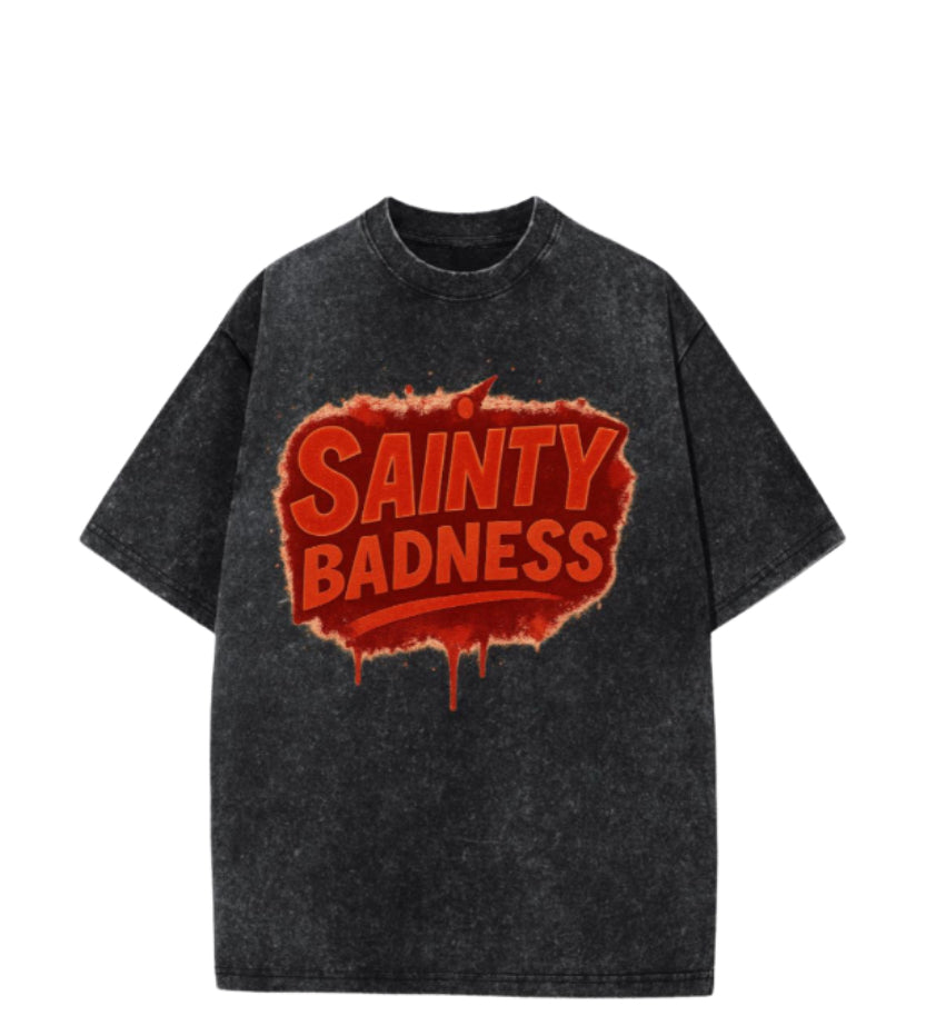 Sainty Badness Acid Wash OVERSIZED Tee