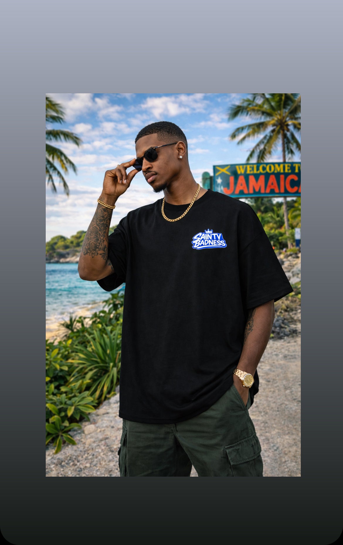 Sainty Badness Black Oversized /Regular T-Shirt