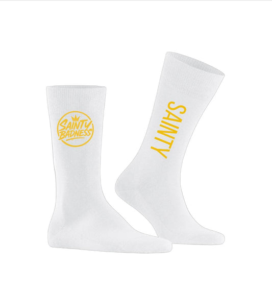Sainty Badness Crew Socks - White