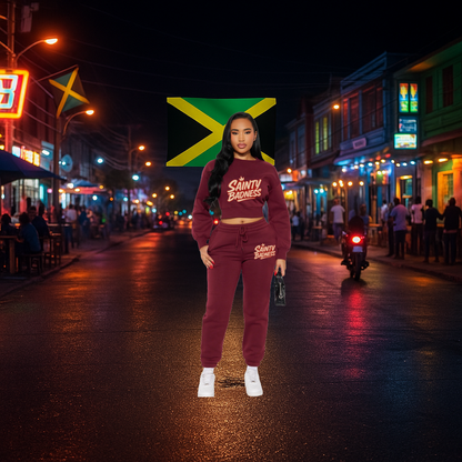 Sainty Badness crew next jogger set burgundy /bkack