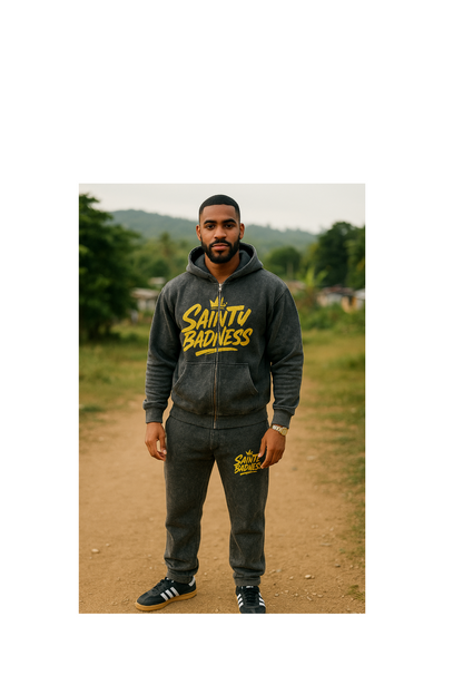 Sainty badness acid wash hoodie suit flare and pencil leg