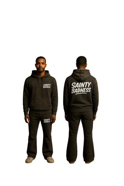 Sainty badness acid wash flare hoodie suite