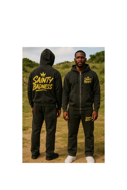Sainty badness acid wash hoodie suit flare and pencil leg