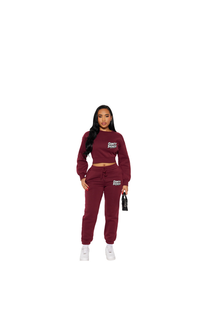 Sainty Badness crew next jogger set burgundy /bkack